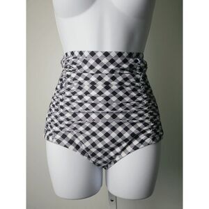 Unique Vintage Black & White Gingham Monroe Bikini BOTTOM L